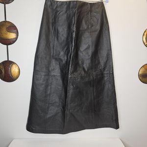 Excelled Collection Vintage Black Leather Maxi Skirt Size 10
